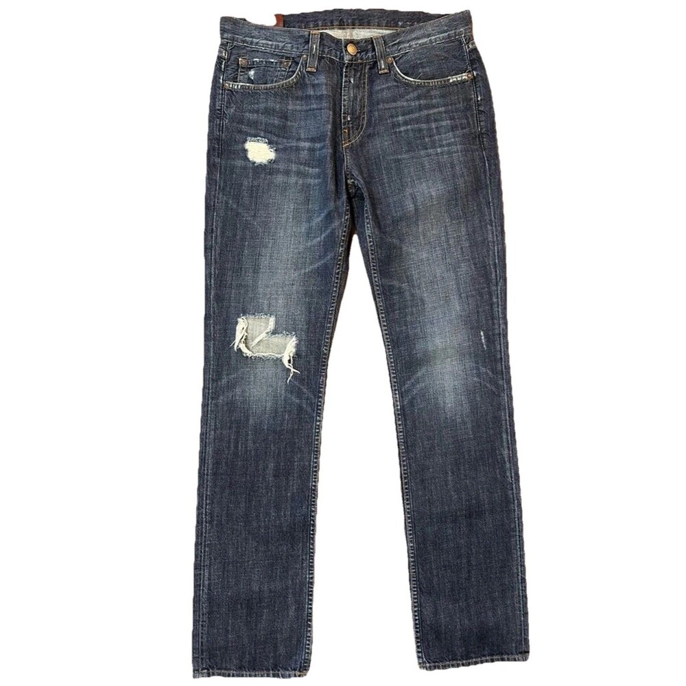 J Brand Kane Slim Straight Jeans Dark Wash Distressed Made in USA Men’s Size 32